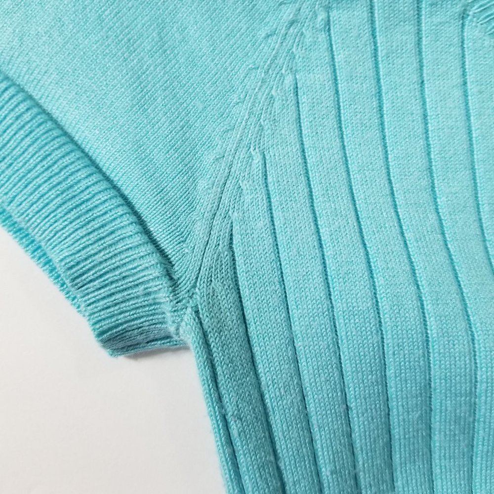 New York & Company top Small ribbed knit short sleeve acrylic nylon - Picture 9 of 12